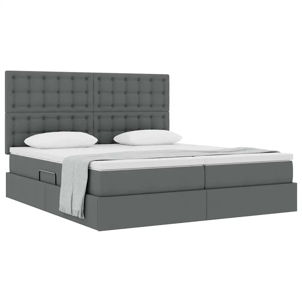 Letto con Contenitore Grigio scuro 200 x 200 cm Pelle Sintetica