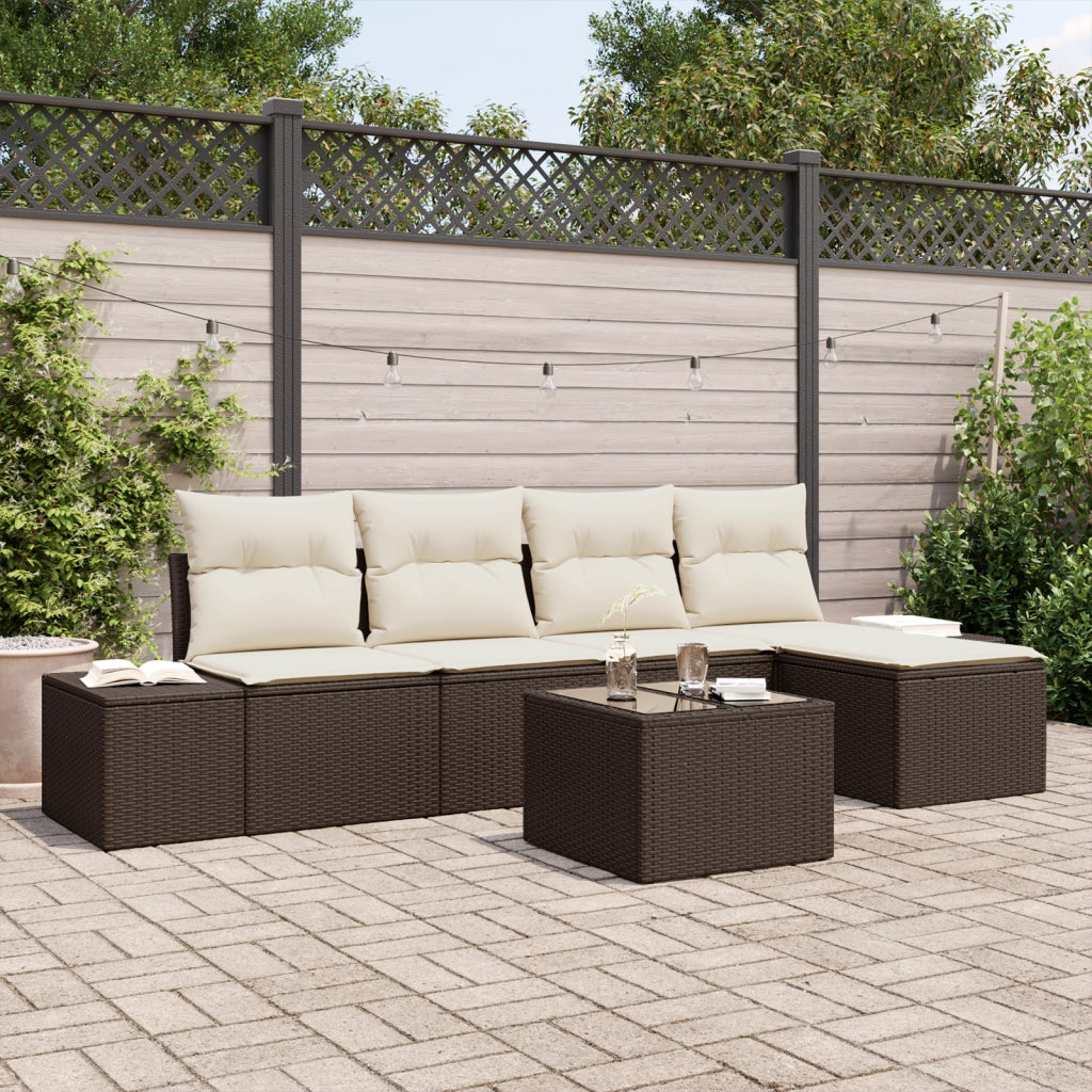 Set Divano da Giardino a 5 Pezzi con Cuscini Grigi in Rattan Polietilene