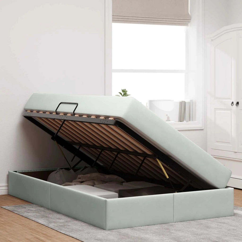 Letto con contenitore e materasso Grigio chiaro 120 x 190 cm 3399706