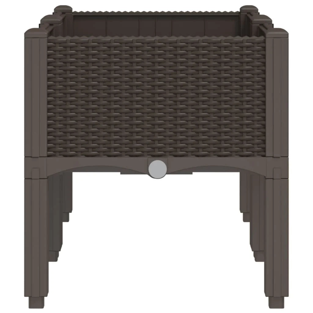 Fioriera rialzata per piante fiori terrazzo giardino con gambe 80 x 40 x 42 cm PP marrone 02_0038170