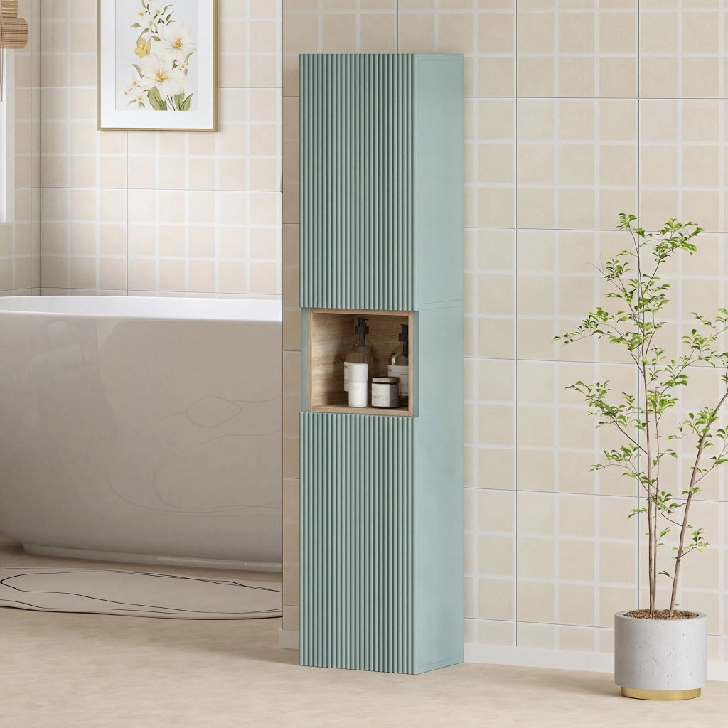 Mobile colonna bagno con ante ¨C zephmum ¨C verde 30x24x140cm