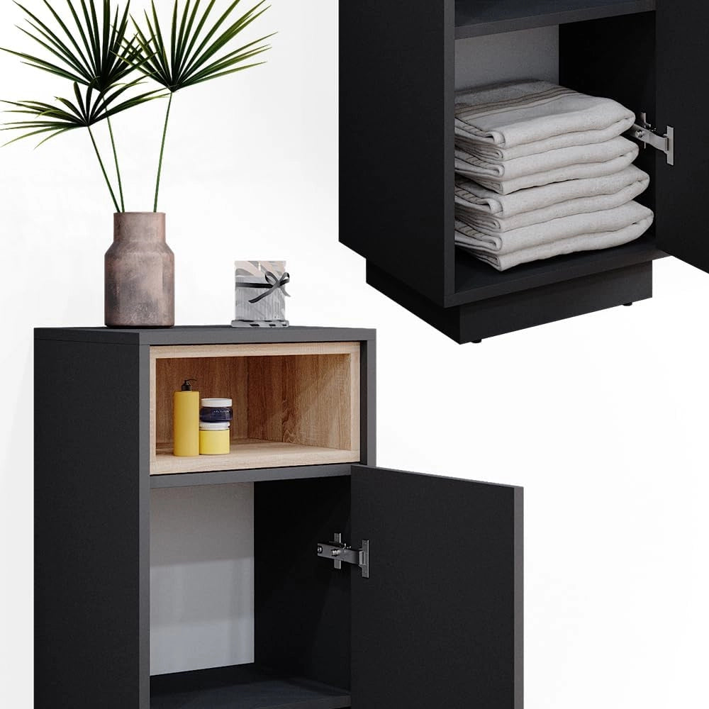 Mobiletto bagno Beatrice, Antracite, 38 x 93 cm, per la conservazione in bagno abbinabile alla serie Beatrice