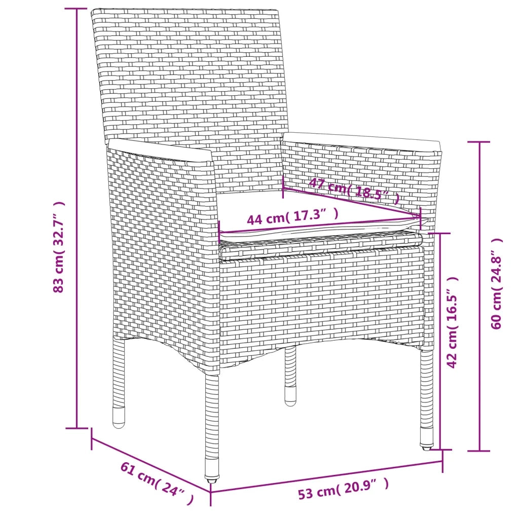 Set da Pranzo da Giardino 9 pz con Cuscini Polyrattan e Vetro 3278737