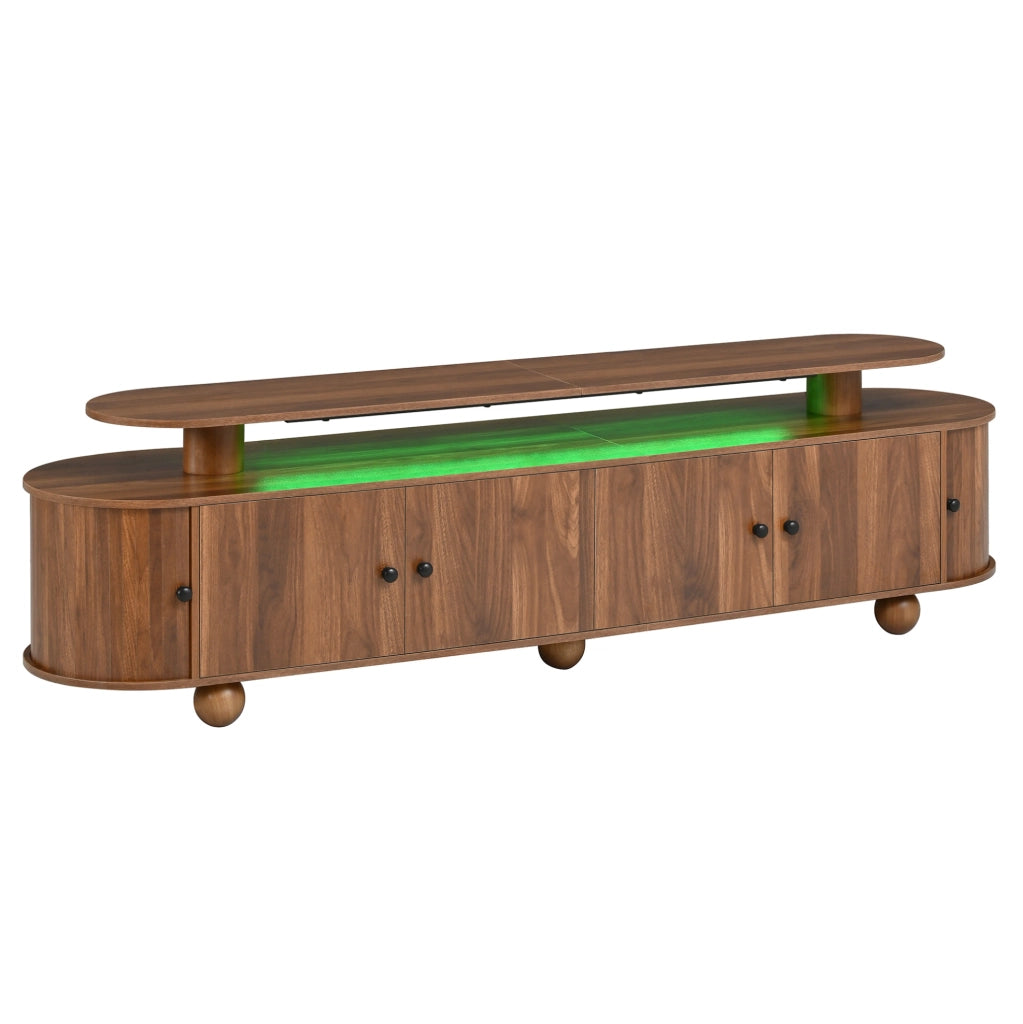 Mobile TV 180x40x48 cm con LED integrato; ante scorrevoli in MDF noce