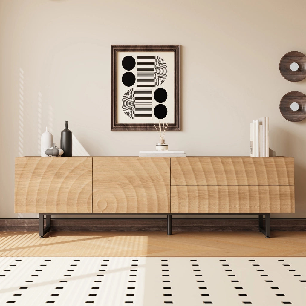 Cassettiera per TV naturale in truciolare 180 x cm