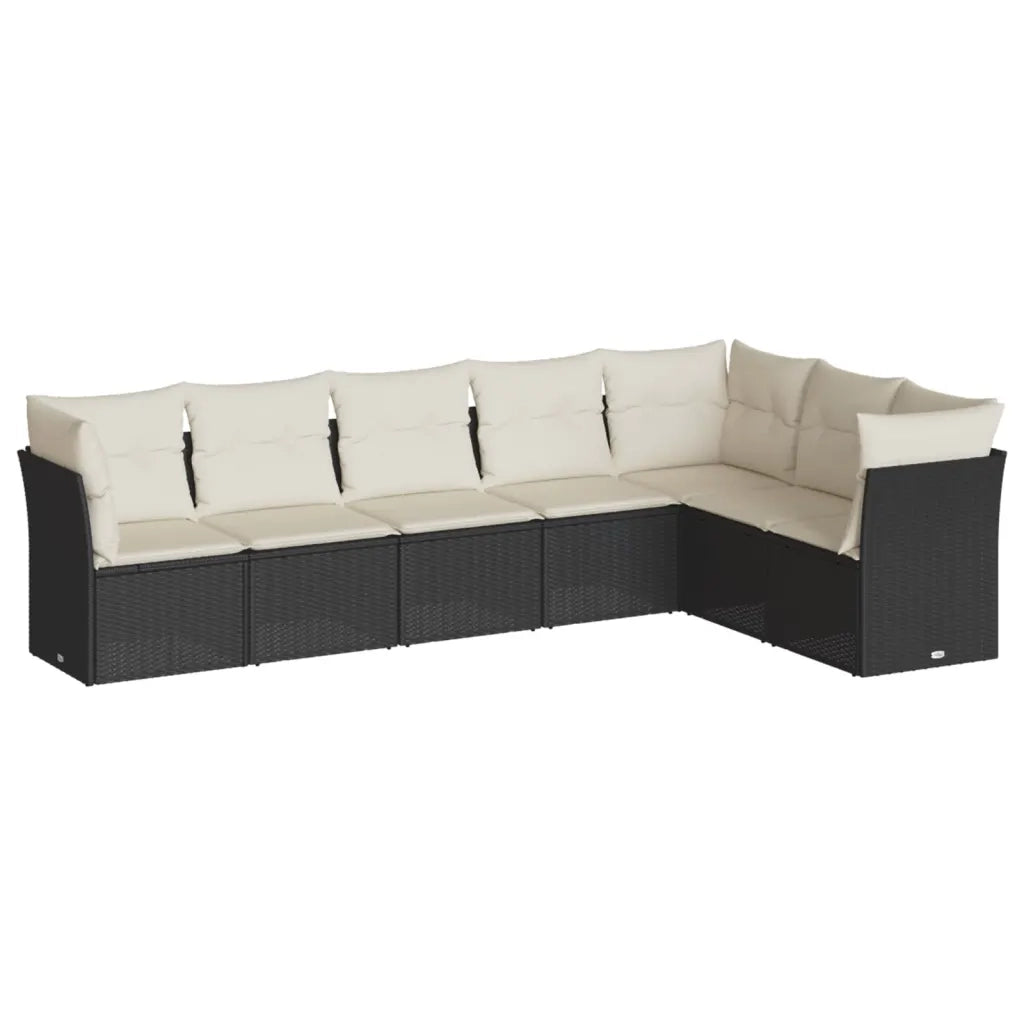 Set Divani da Giardino con Cuscini 7pz Nero Polyrattan 3217736