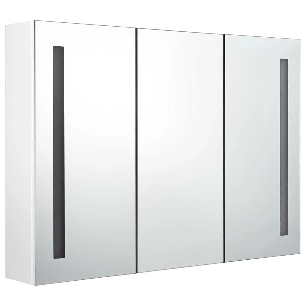 Mobile bagno con specchio LED 89 x 14 x 62 cm bianco lucido 02_0006577