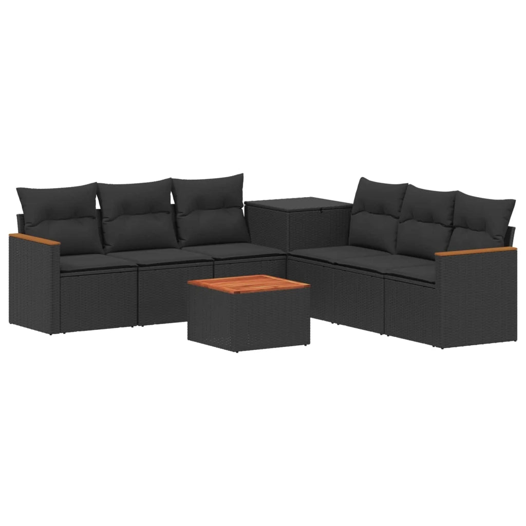 Set di divani 8 pz Nero Rattan sintetico e Acciaio 3448536
