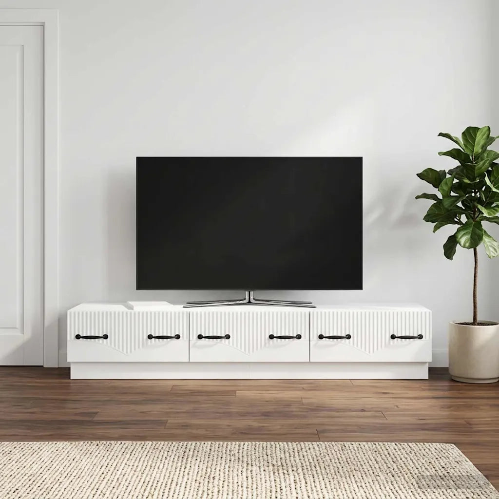 Mobile TV Bianco Lucido 147 x 34,5 x 27 cm Legno ingegnerizzato 895399