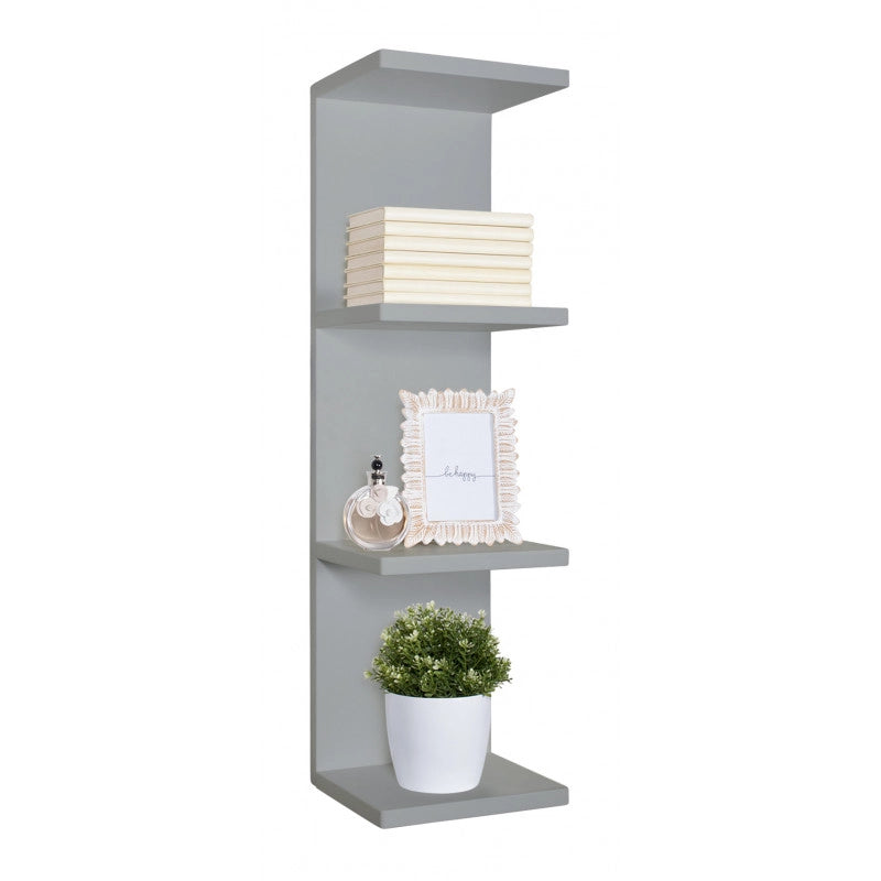 Mensola da Muro, Libreria Sospesa, Libreria da Parete, Scaffale da Parete, Grigio Sasso, 25,5x93 p23,7 cm - Libreria Pettine