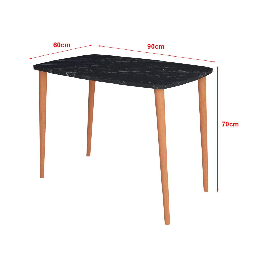 Tavolo 'Kongsberg' Scrivania - Tavolo da Sala Pranzo con Piano Retangolare - Effetto Marmo Nero [en.casa]