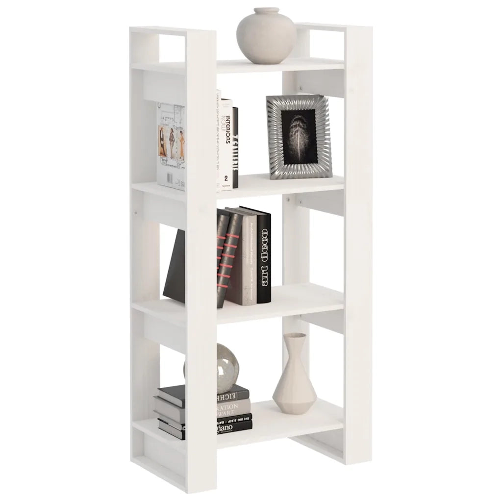 Libreria Divisorio-Scaffale per Libri-Mobile di Stoccaggio Bianco 60x35x125 cm Legno Massello