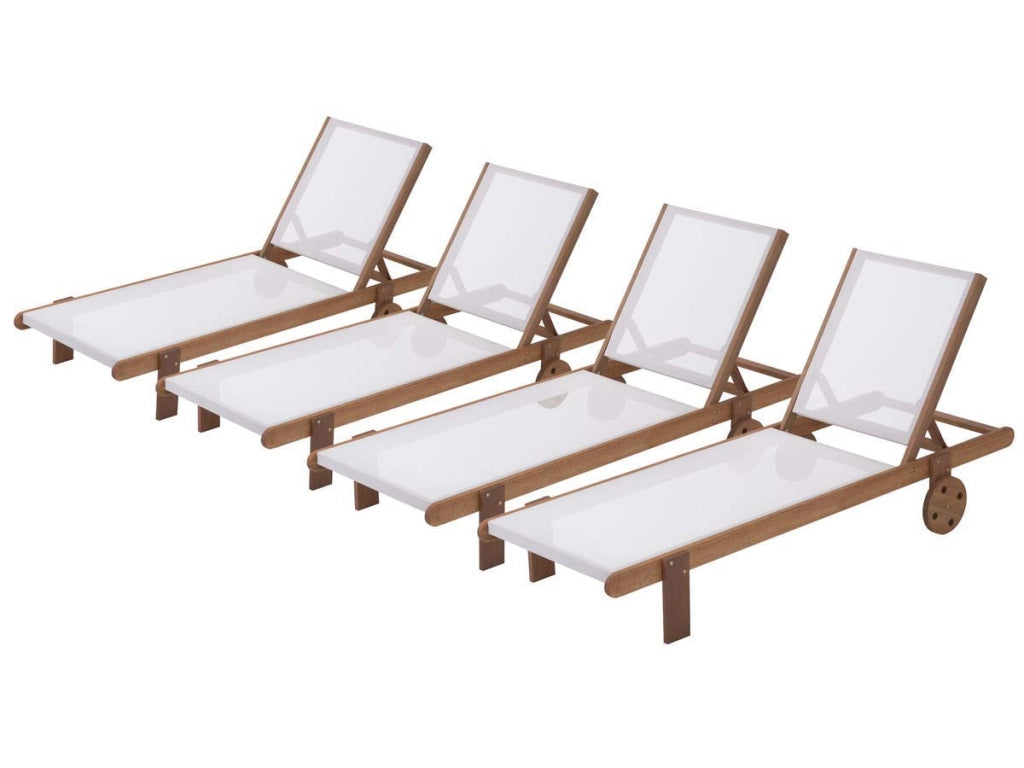 Sdraio in legno esotico "Saïgon" - Maple - Ecru - Set di 4