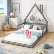 LETTO per bambini a forma di casa 90x200 cm Grigio in legno di pino e MDF