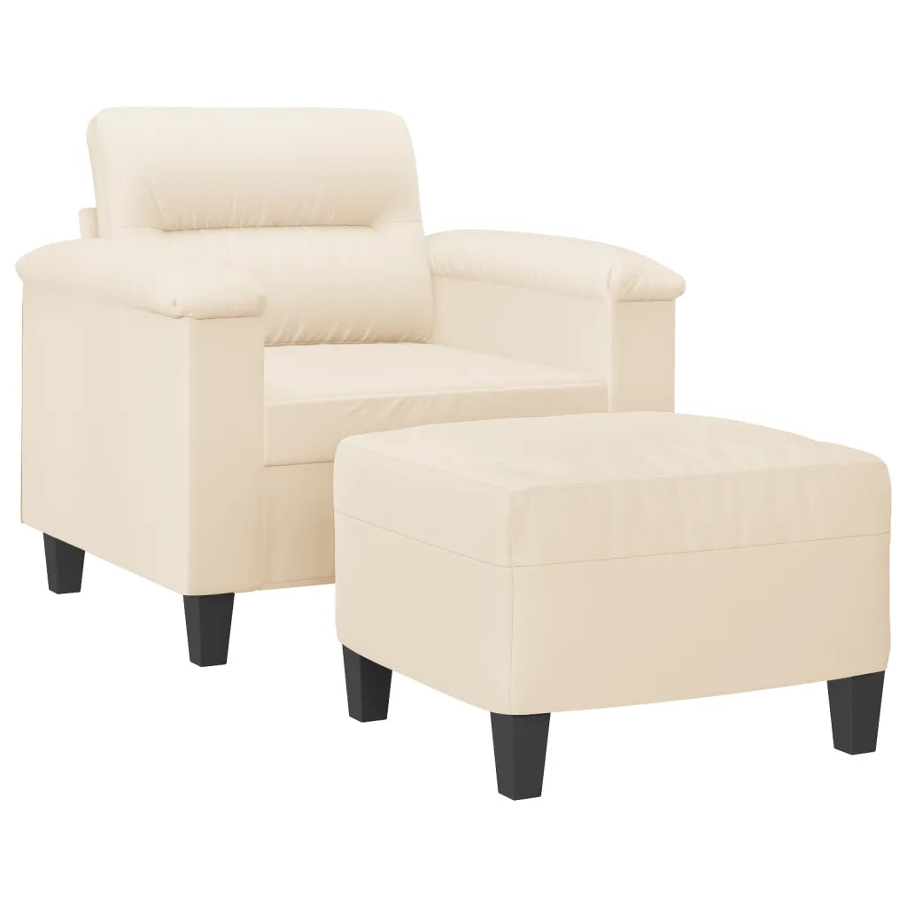 Poltrona con Poggiapiedi Beige 60 cm in Tessuto Microfibra 3201230