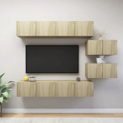 Set di Mobili Porta TV 6 pz-Set di 6 Credenza per TV Rovere Sonoma in Legno Multistrato 756545
