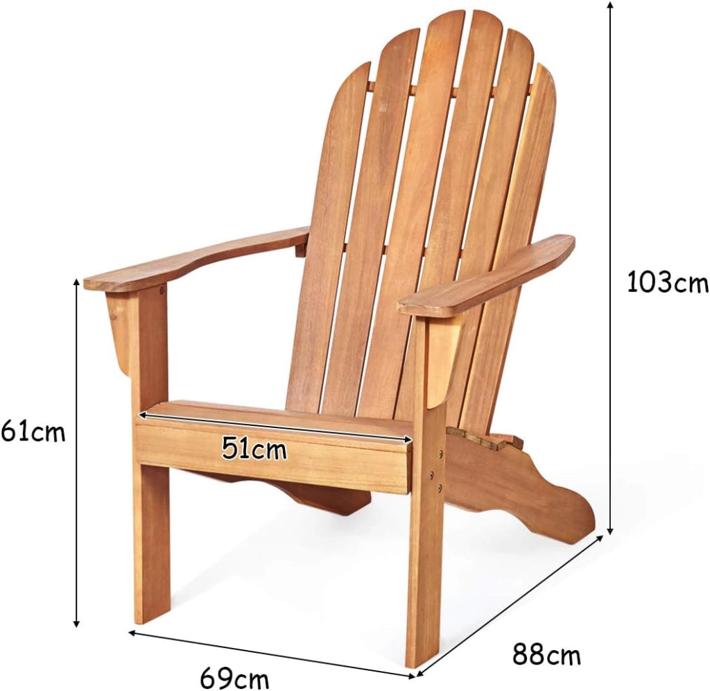 Sedia Adirondack da Giardino, Poltrona in Legno, Pausa da Esterno, Schienale a 6 Righe, Ideale per Estate, Portata di 160kg, 69x88x103cm, Grigio/Naturale/Bianco (naturale)