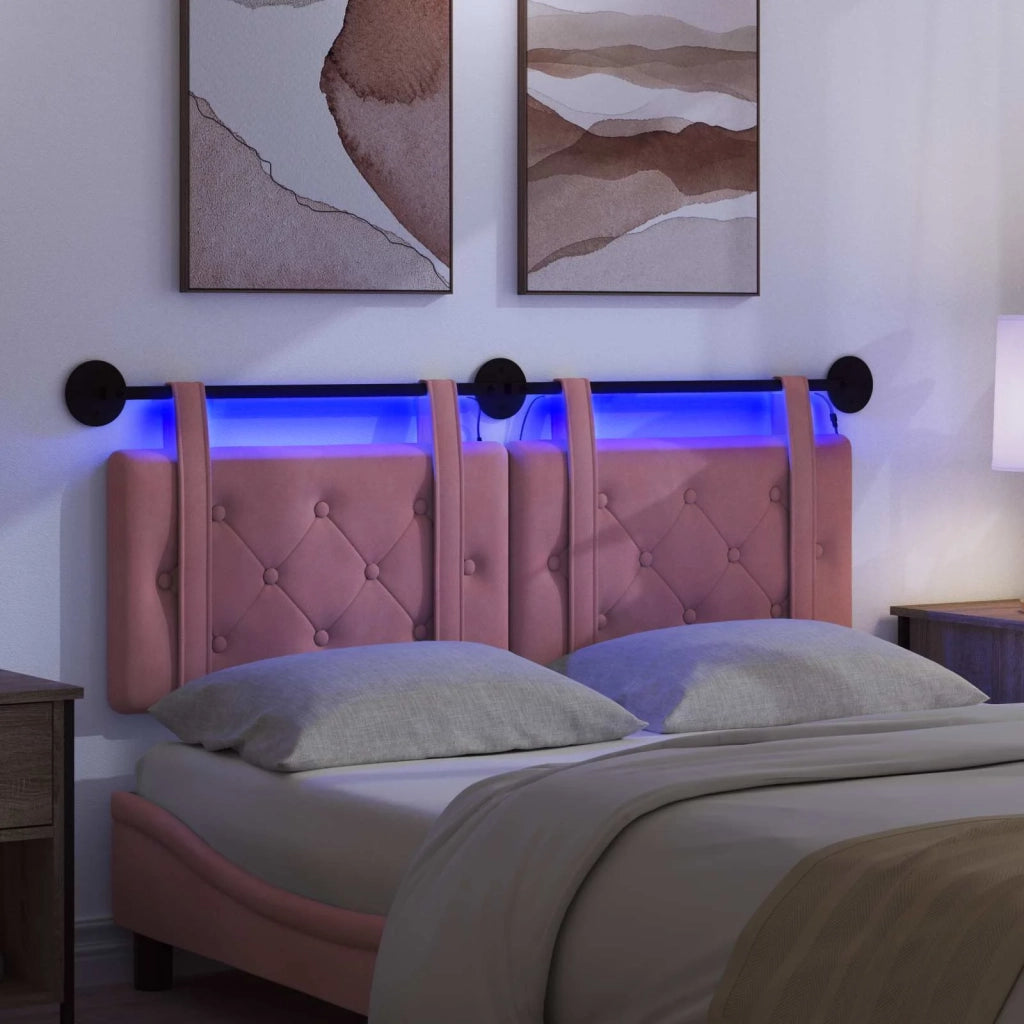 Testiera | Testata sospesa Con luce LED Rosa Velluto