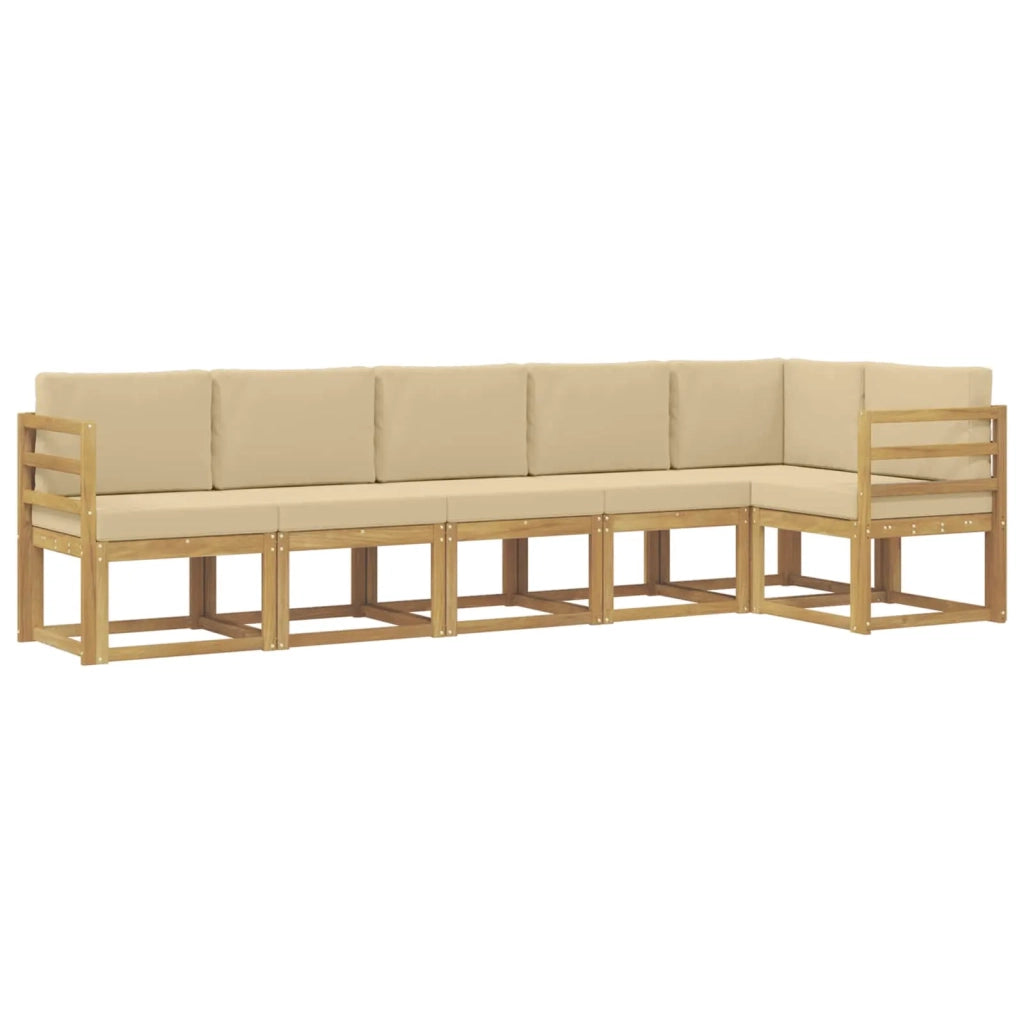 Set di divani da esterno 6 pz Bianco e Beige Poliestere 3387687