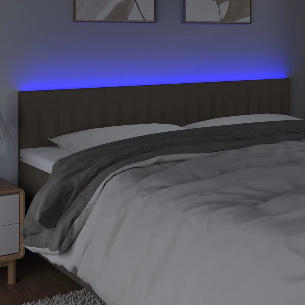 Testiera a LED-Testata con LED Tortora 180x5x78/88 cm in Tessuto 275071