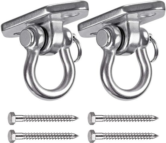 Haken per plafond a due pezzi, realizzati in acciaio inossidabile 304, adatti per fissaggio alla parete, pannelli in legno, oscillatori, attrezzature sportive, cavi, ecc., con un carico massimo di 450 kg.