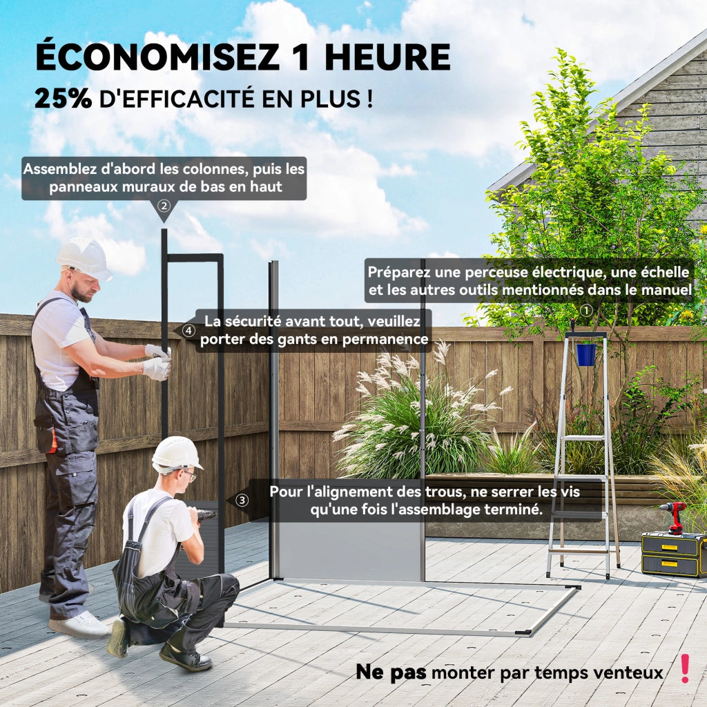 Casetta da giardino in polipropilene ¨C Xylo ¨C 3,24 m2, doppia porta, grigio, 190x191x215 cm