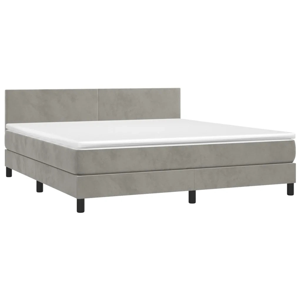 Letto a Molle con Materasso e LED Grigio Chiaro 180x200 cm Velluto 3134297