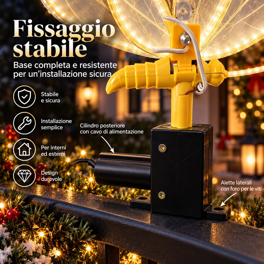 Farfalla con Movimento e 246 Led Bianco Caldo Decorazione Natalizia 30x43x25 cm