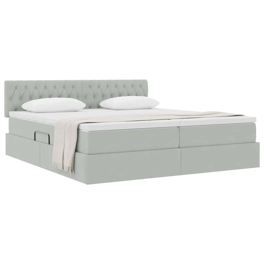 Letto con Contenitore con materasso Grigio chiaro 90 x 200 cm