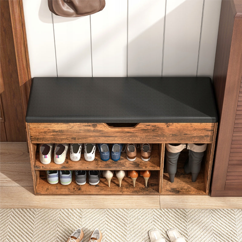 Scarpiera marrone da 80x30x44 cm, compatta e funzionale.