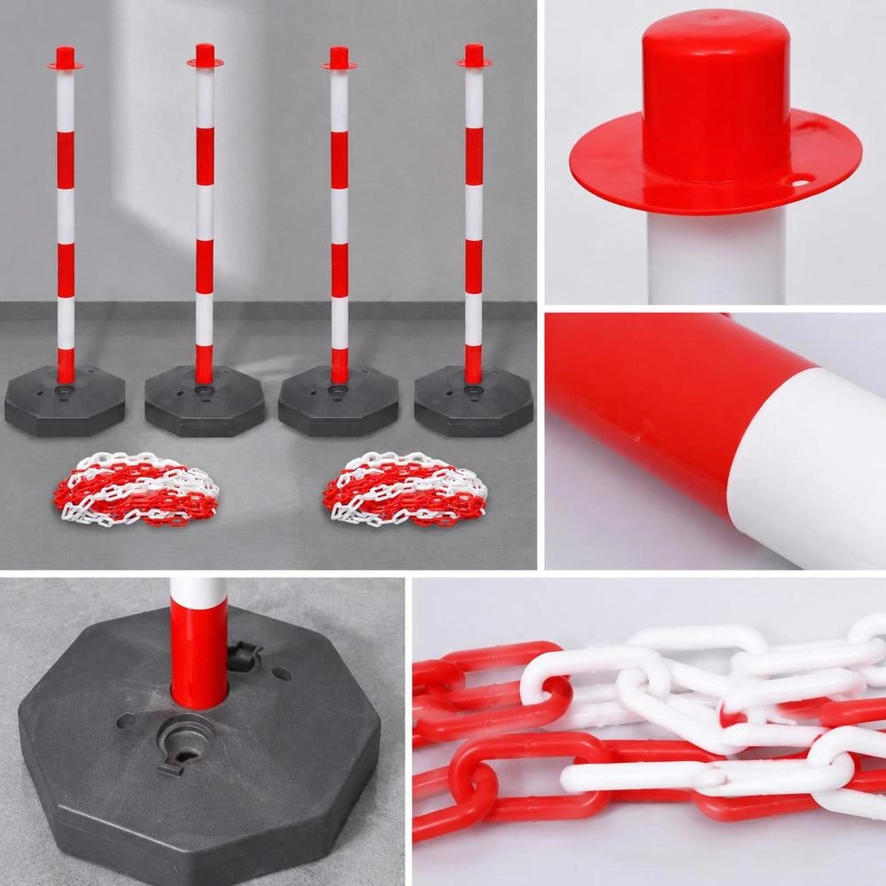 Set Of 4 Bollards And 2 Plastic Chains, Each 10 M Long