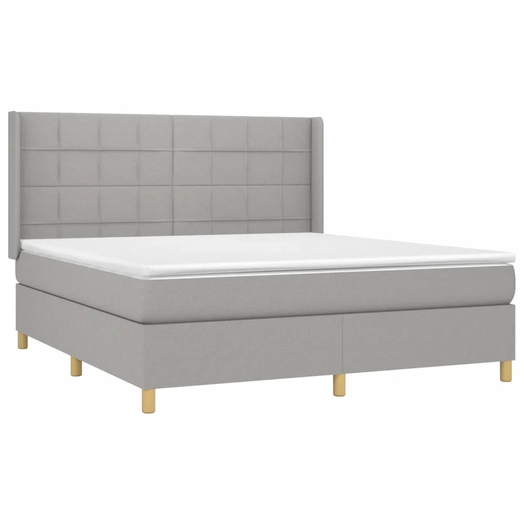 Letto a Molle Materasso e LED Grigio Chiaro 160x200 cm Tessuto cod mxl 60601