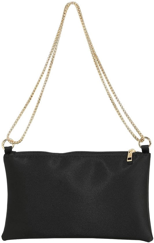 Borsa da Spalla per Donna con Portafoglio per Festa di Matrimonio Crossbody Nero