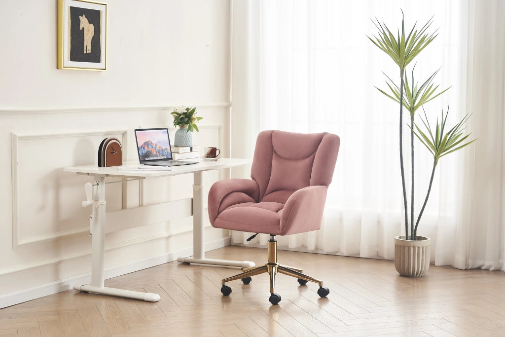 SEDIA Girevole Regolabile 64x62x92,5 cm Velluto Rosa