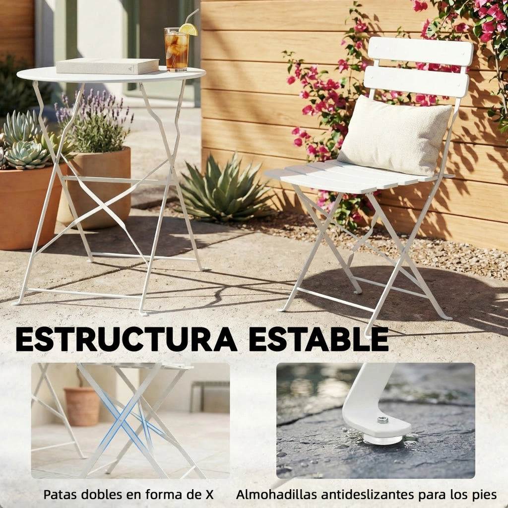 Set Tavolo e Sedie Pieghevoli da Esterno ¨C zephmum ¨C Grigio, Metallo, 80x80x75cm