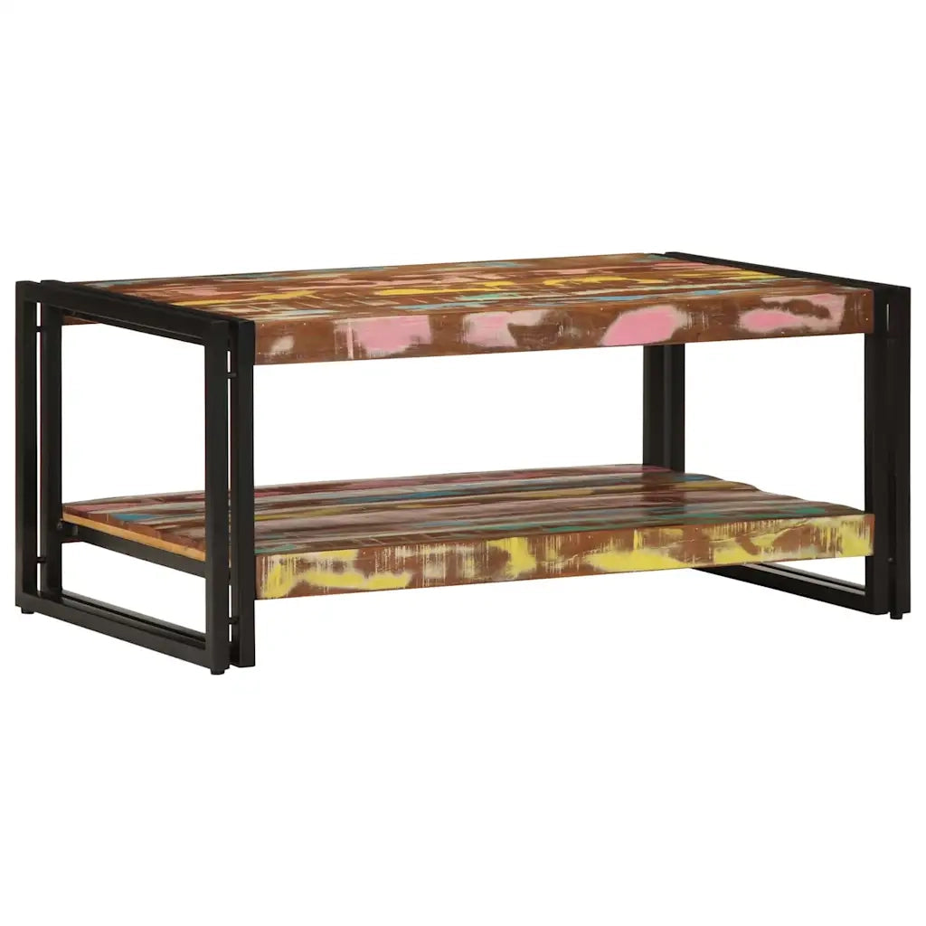 Tavolino Salotto Multicolore 90x50x38cm Legno Massello Recupero 4102717