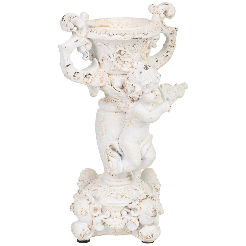 Candeliere a forma di angelo in resina bianca, 17x15x27,5 cm