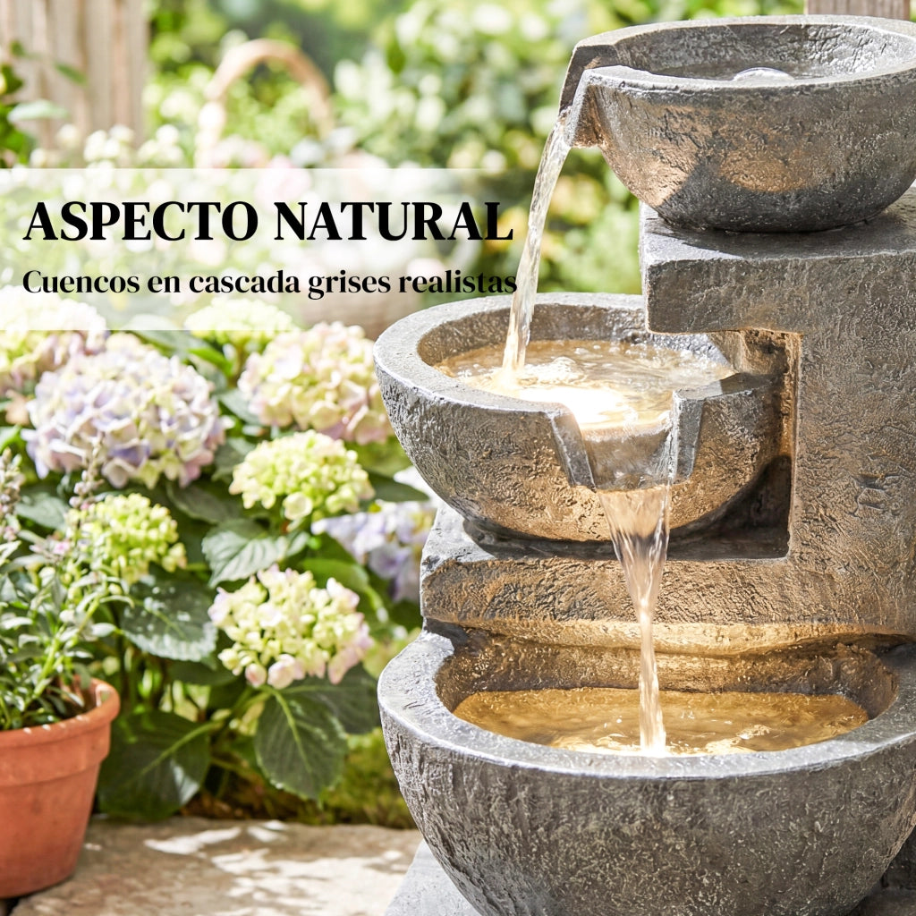 Fontana da Giardino a 3 Livelli con Luce LED ¨C zephmum ¨C 40x37x61 cm Multicolore