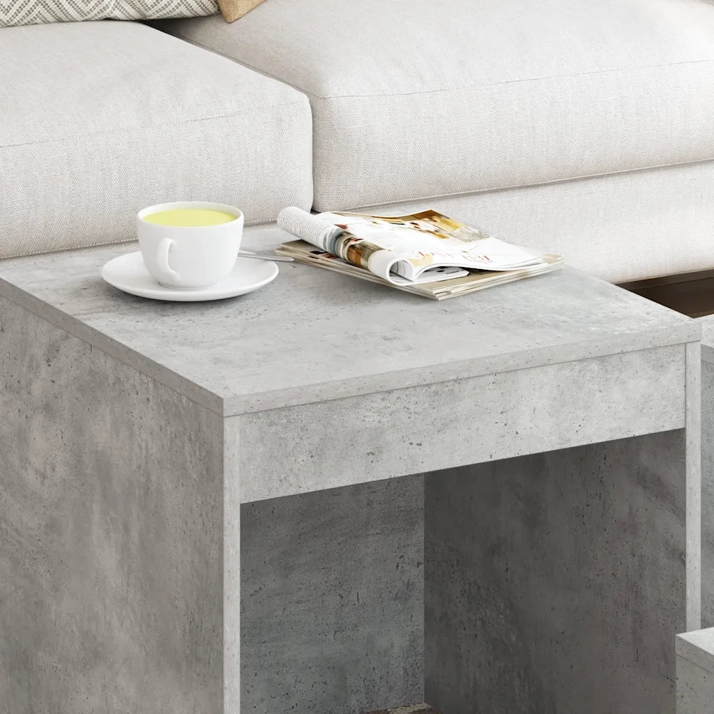 Tavolini Impilabili 3 pz | Tavolo laterale Grigio Cemento in Truciolato