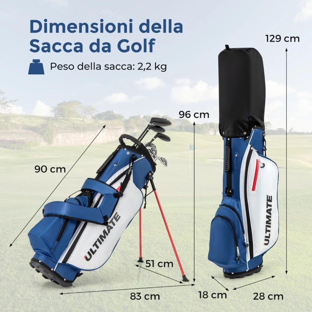 Borsa da golf con supporto driver #1 da 460CC con copri testa, Set completo di mazze da golf per uomo per mancini Blu