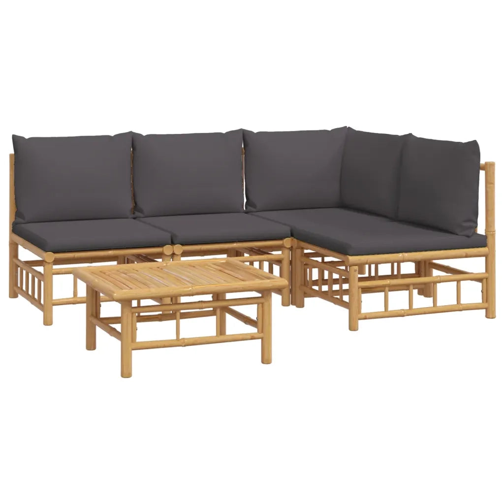 Set Salotto da Giardino 5pz con Cuscini Grigio Scuro BambÃ¹