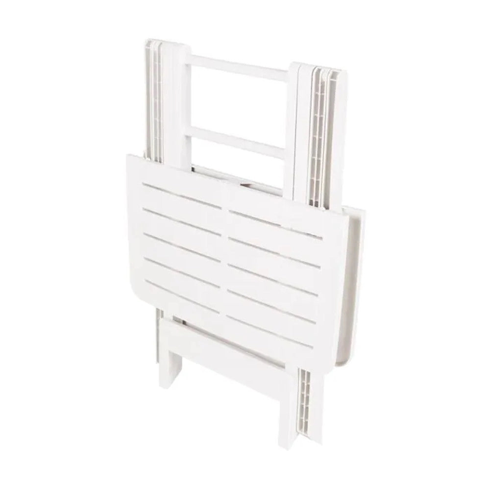 Trade Shop - Tavolo Pieghevole Bianco In Polietilene 79x72x70cm Tavolino Giardino Campeggio 012140 -