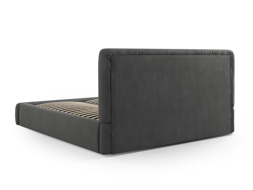 Cosmopolitan Design - Letto a cassettone con testiera "Colonel" 200x200cm in ciniglia grigio scuro 