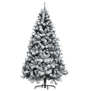 Albero di Natale in pino innevato super spesso con base a croce in ferro pieghevole, effetto neve realistico con rami che si aprono a ombrello (210cm)