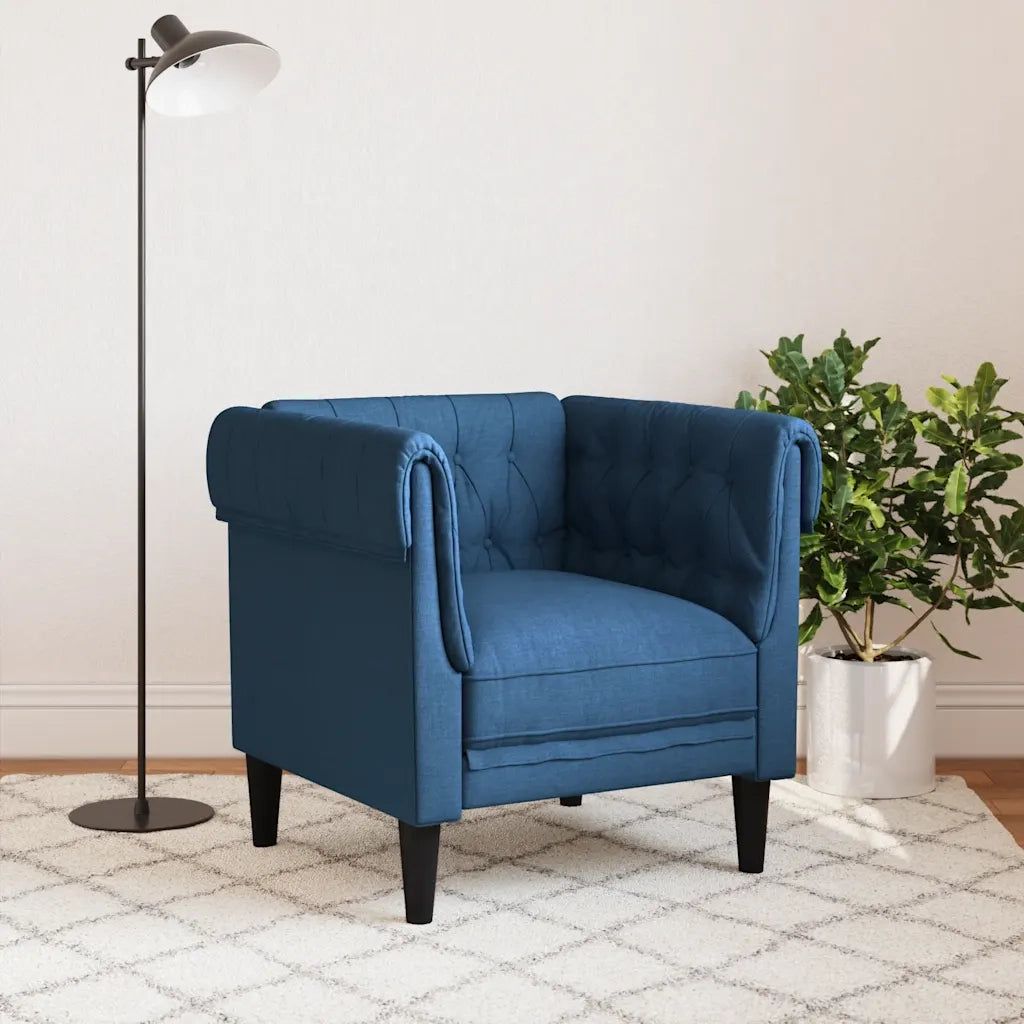 Divano Sedia-Poltrona Chesterfield Blu in Tessuto