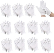 12 Pair di Manopole in Cotone Bianco - Cotone Zoppa - Manopole Bianche - Manopole in Cotone - Manopole in Cotone da Giorno - Manopole in Cotone per la Curatela della Pelle, Ricerca di Gioielli - 23 cm