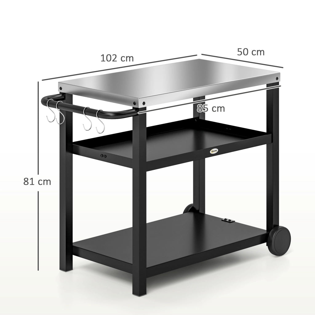 Carrello Servizio BBQ ¨C Zephmum ¨C Grigio 102x50x81 cm
