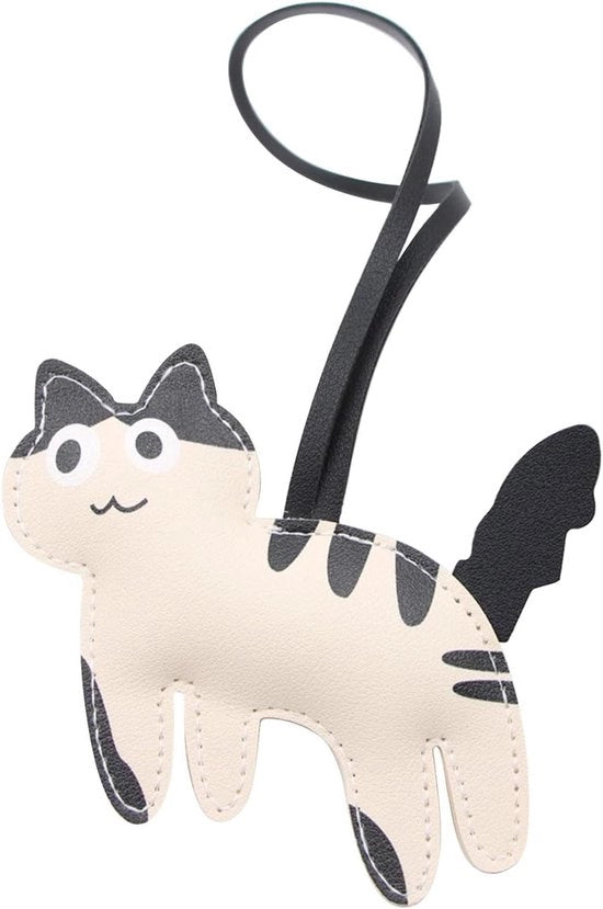 Sostegno per gatto in pelle da portare come portafortuna e decorazione regalo con cat-tashanger