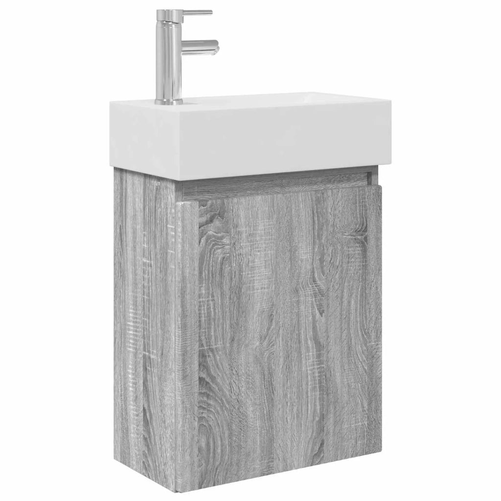 Mobile bagno con rubinetto Sonoma grigio 45,5 x 22,5 x 84 cm