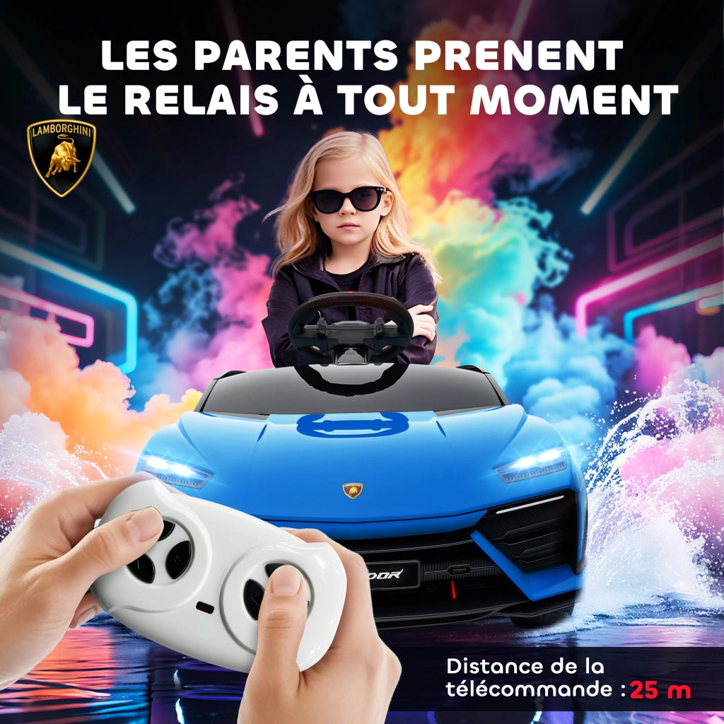 Auto elettrica per bambini Lamborghini 12V ¨C zephmum ¨C 2 motori, telecomando 2.4G, blu